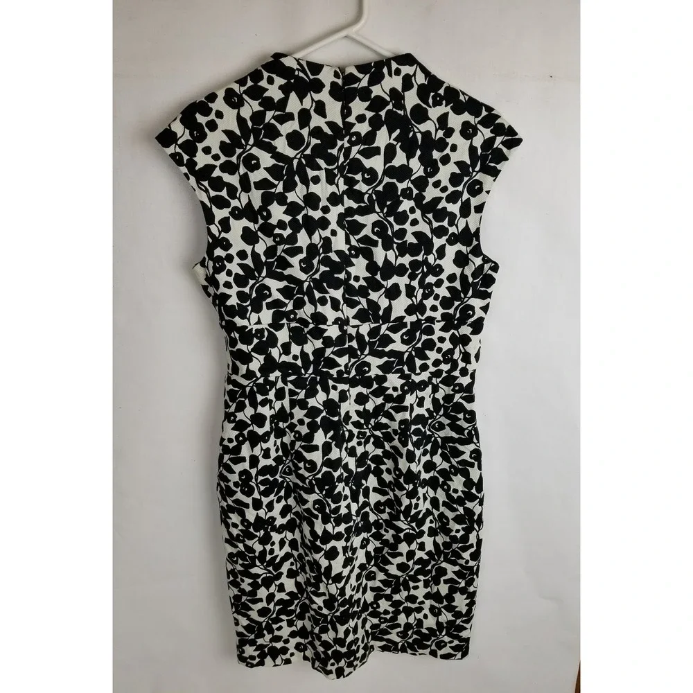 Adrianna Papell Size 12 Cap Sleeve Black Ivory Cotton Blend  EC - Picture 3 of 7